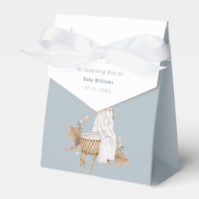 Ballotins Boho Oh Baby Dusty Blue Bassinet Baby shower (Verso)