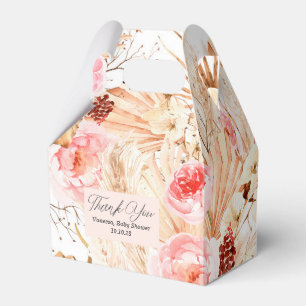 Ballotins Boho Pampas Grass rose Fleur Bébé Fille Douche F