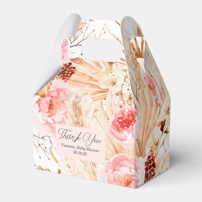 Ballotins Boho Pampas Grass rose Fleur Bébé Fille Douche Fav (Verso)