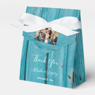 Ballotins Bois bleu rustique 4 Photos Mariage
