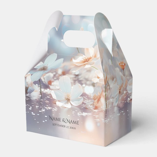 Ballotins Boîte à Faveur Florale Pêche Blanche (Verso)