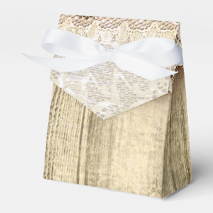 Ballotins Boîte à Faveurs de Fête en Bois avec Dentelle Vint