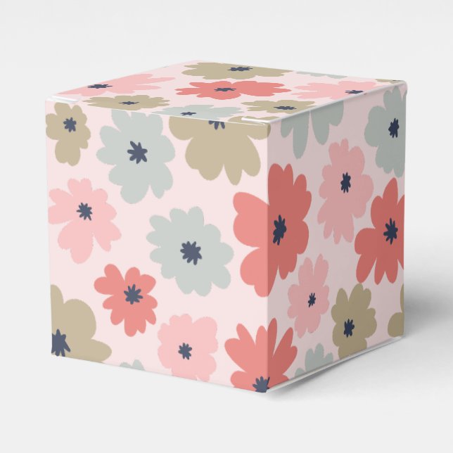 Ballotins Boîte-cadeau de fête florale rose, verte et bleue (Verso)