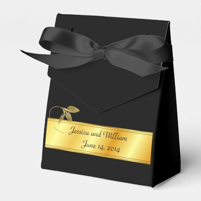 Ballotins Boîte cadeau de mariage en or et noir (Verso)