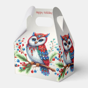 Ballotins Boîte cadeau de Noël colorée Chouette de Noël