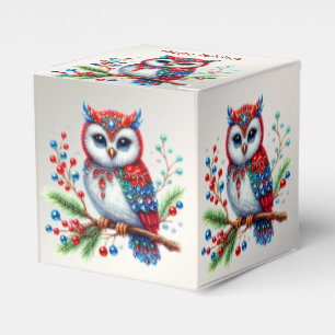 Ballotins Boîte cadeau de Noël colorée Chouette de Noël
