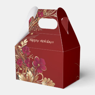 Ballotins Boîte cadeau de vacances Red Gold Floral