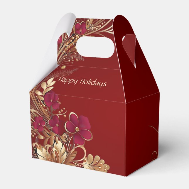 Ballotins Boîte cadeau de vacances Red Gold Floral (Verso)