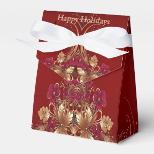 Ballotins Boîte cadeau de vacances Red Gold Floral