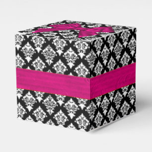 Ballotins Boîte cadeau Mariage damassé en noir et blanc Favo