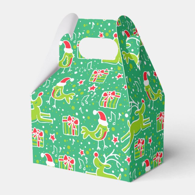 Ballotins Boîte cadeau motif de Noël rouge vert renne (Verso)