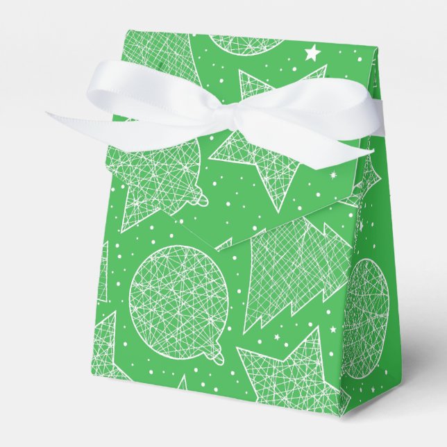 Ballotins Boîte cadeau Motif de Noël vert et blanc (Verso)