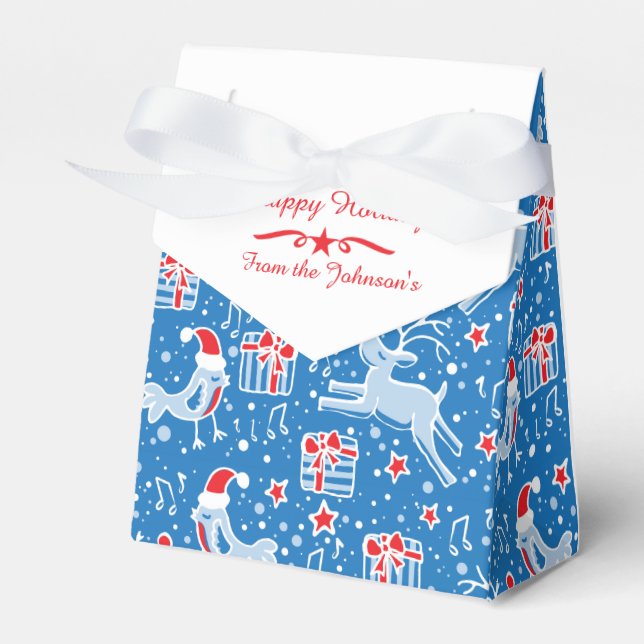 Ballotins Boîte cadeau motif Reindeer oiseau bleu rouge Noël (Verso)