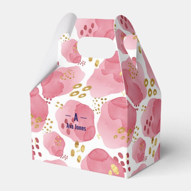 Ballotins Boîte-cadeau personnalisée fleurs roses – Nom pers (Verso)