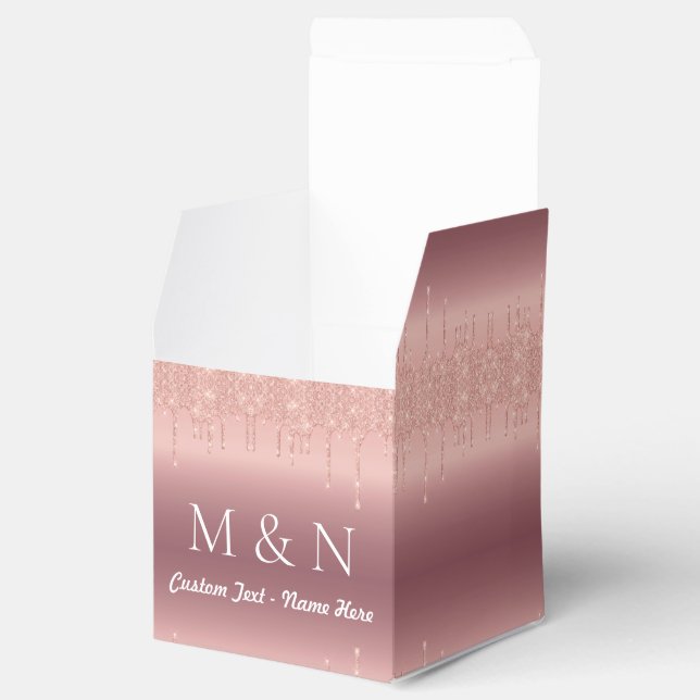 Ballotins Boîte cadeau rose Gold Mariage Nom et lettres pers (Ouvert)