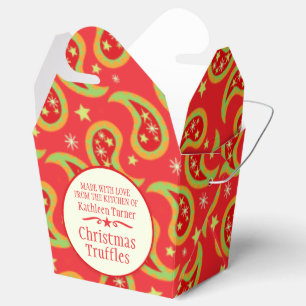 Ballotins Boîte-cadeau verte rouge de Paisley d'étoile de