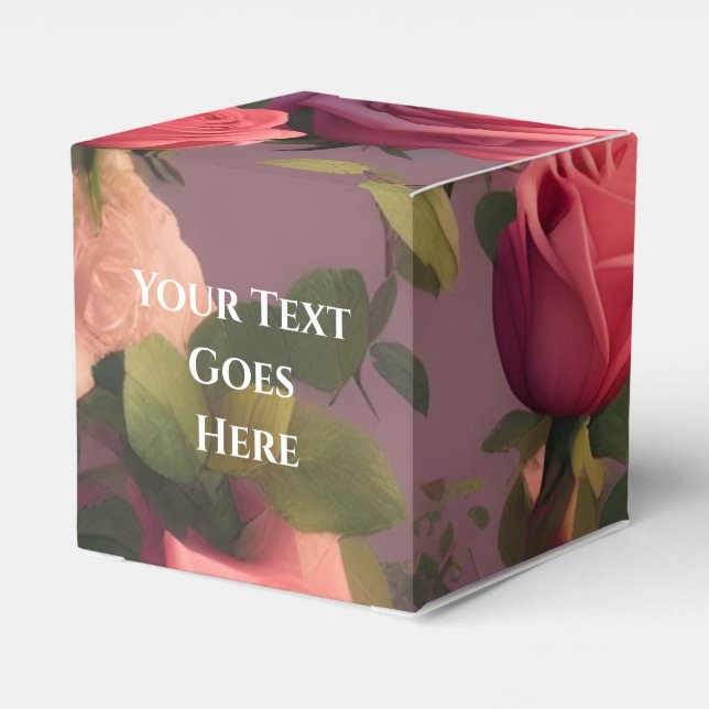Ballotins Boîte de bonbons de mariage Fleurs Roses (Arrière)