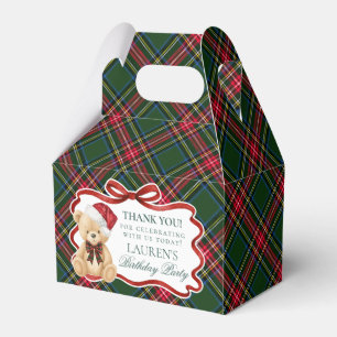 Ballotins Boîte de cadeau d'anniversaire Ourson Tartan Plaid