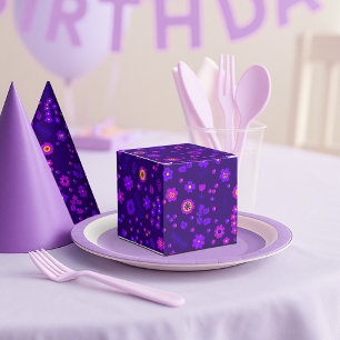 Ballotins Boîte de cadeau de fête à motif floral violet fonc