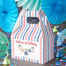 Boîte de cadeaux de vêtements rouge blanc et bleu