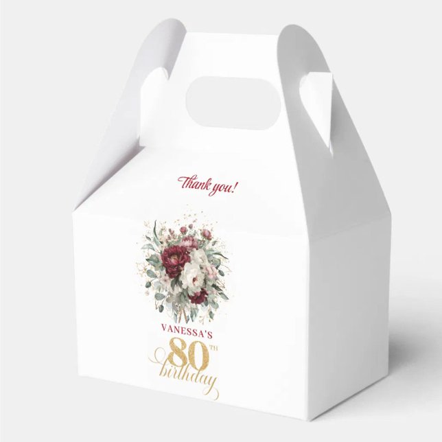 Ballotins Boîte de Faveur d'Anniversaire 80 Burgundy Blush É (Chic Blush Burgundy 80th Birthday Favor Box)