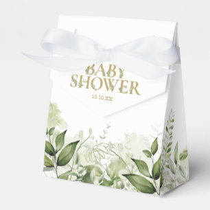 Ballotins Boîte de Faveur de Baby Shower Feuillage Vert Doré