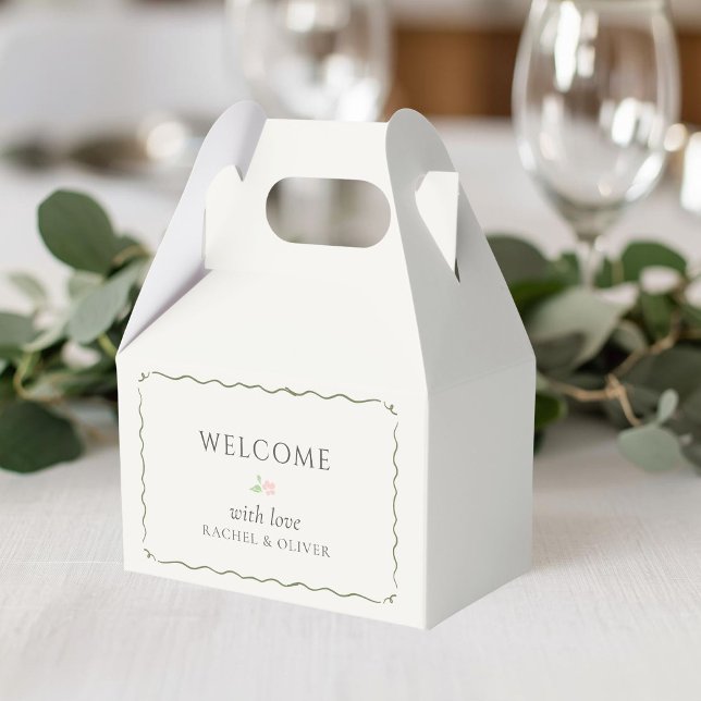 Ballotins Boîte de faveur de bienvenue florale Petit Ivory | (Créateur téléchargé)