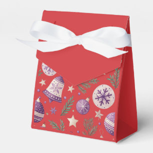 Ballotins "Boîte de Faveur de Boule et Cloche de Noël Rouge"