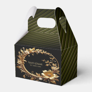 Ballotins Boîte de faveur de cadre orné de fleurs dorées