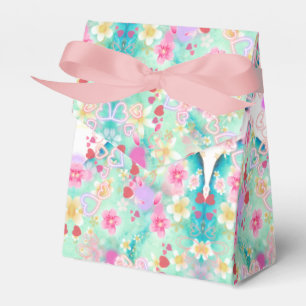 Ballotins Boîte de Faveur de Cœurs Fleurs de Couleurs Pastel