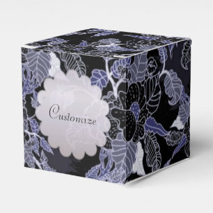 Ballotins Boîte de faveur de cube floral foncé bleu et gris 