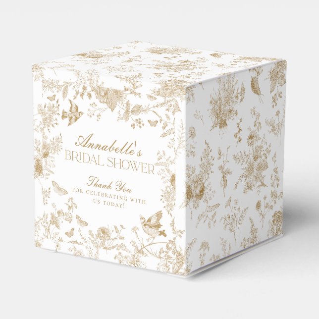 Ballotins Boîte de faveur de douche de mariage florale Toile (Arrière)