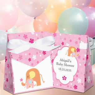 Ballotins Boîte de Faveur de Douche d'Éléphant Bébé Fille