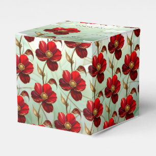 Ballotins Boîte de faveur de fleur rouge en verre coloré