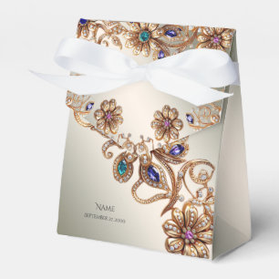Ballotins Boîte de Faveur de Fleurs de Bijoux en Or Élégant
