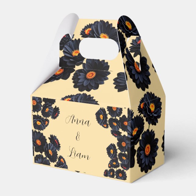 Ballotins Boîte de faveur de fleurs en velours noir (Verso)