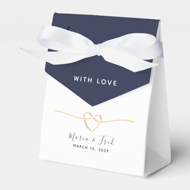 Ballotins Boîte de faveur de mariage bleu marine moderne (Verso)