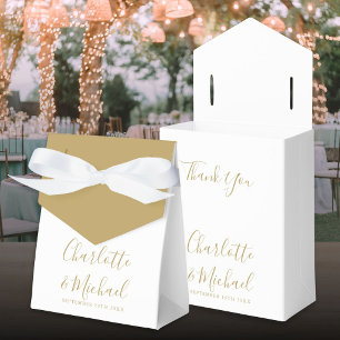 Ballotins Boîte de faveur de mariage élégante en or avec écr