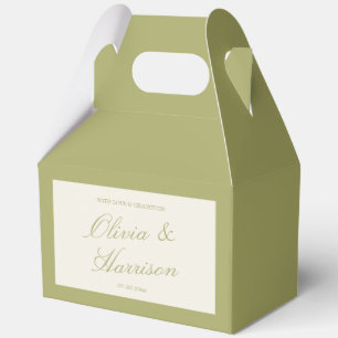 Ballotins Boîte de faveur de mariage en calligraphie vert ol