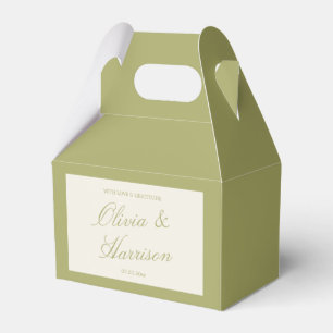 Ballotins Boîte de faveur de mariage en calligraphie vert ol