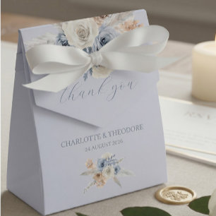 Ballotins Boîte de faveur de mariage Floral Bleu Poussiéreux