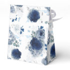 Boîte de Faveur de Mariage Florale Bleu Poussiéreu
