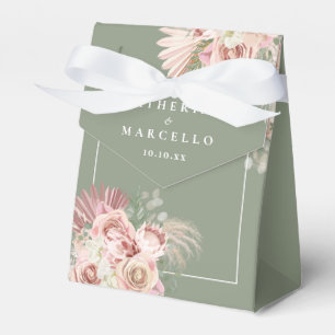 Ballotins Boîte de Faveur de Mariage Herbe de Pampas Vert Sa