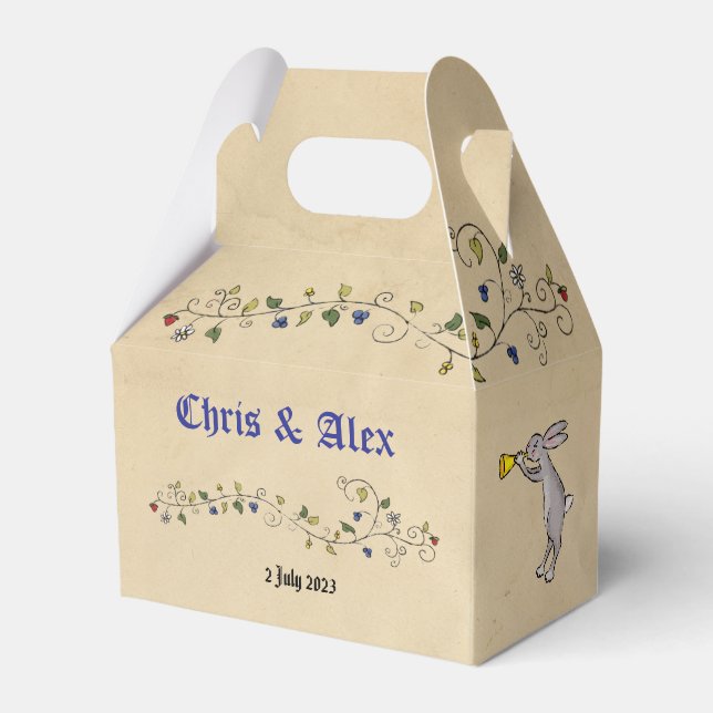 Ballotins Boîte de faveur de mariage pour animaux médiévaux (Verso)