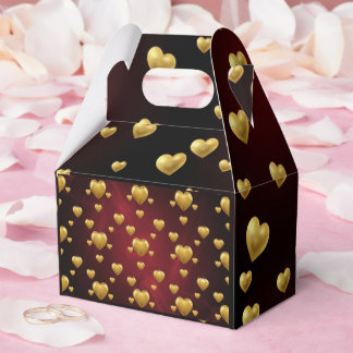 Ballotins Boîte de faveur de mariage romantique or et cramoi