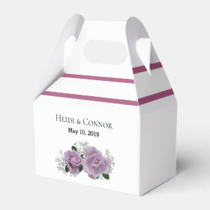 Ballotins Boîte de Faveur de Mariage Roses Roses Feuilles Ve