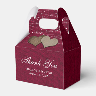 Ballotins Boîte de Faveur de Mariage Simple Rustique en Toil