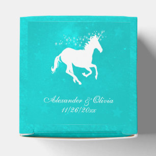 Ballotins Boîte de Faveur de mariage Unicorne Turquoise