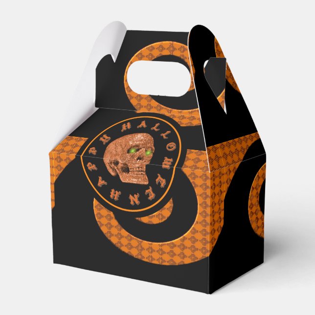 Ballotins Boîte de faveur de pignon de crâne orange Hallowee (Verso)