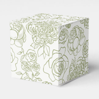 Ballotins Boîte de faveur de sauge verte florale et blanc ch